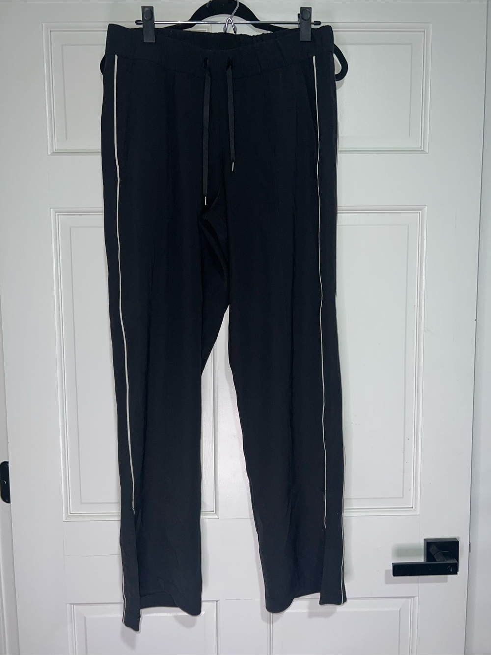 lululemon athletica Black Track Pants with White Side Stripe
